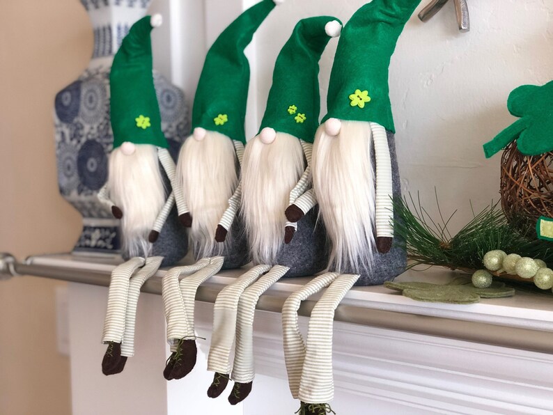 St. Patricks Day Decor, St. Patricks Day Gnome, Swedish Nisse, Green Leprechaun, Tomte, Plush Dwarf For St. Patricks Day, 18 inch gnome, image 10