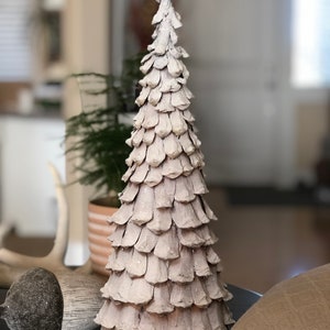 Farmhouse Christmas Table Centerpiece, Pinecone Scale Christmas Tree, Natural Organic Mini Tree,Handmade Small Holiday Tree, homemade tree