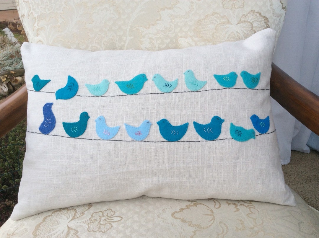 Blue Bird Pillow Cover Nursery Room Decor Teal Pillow Etsy