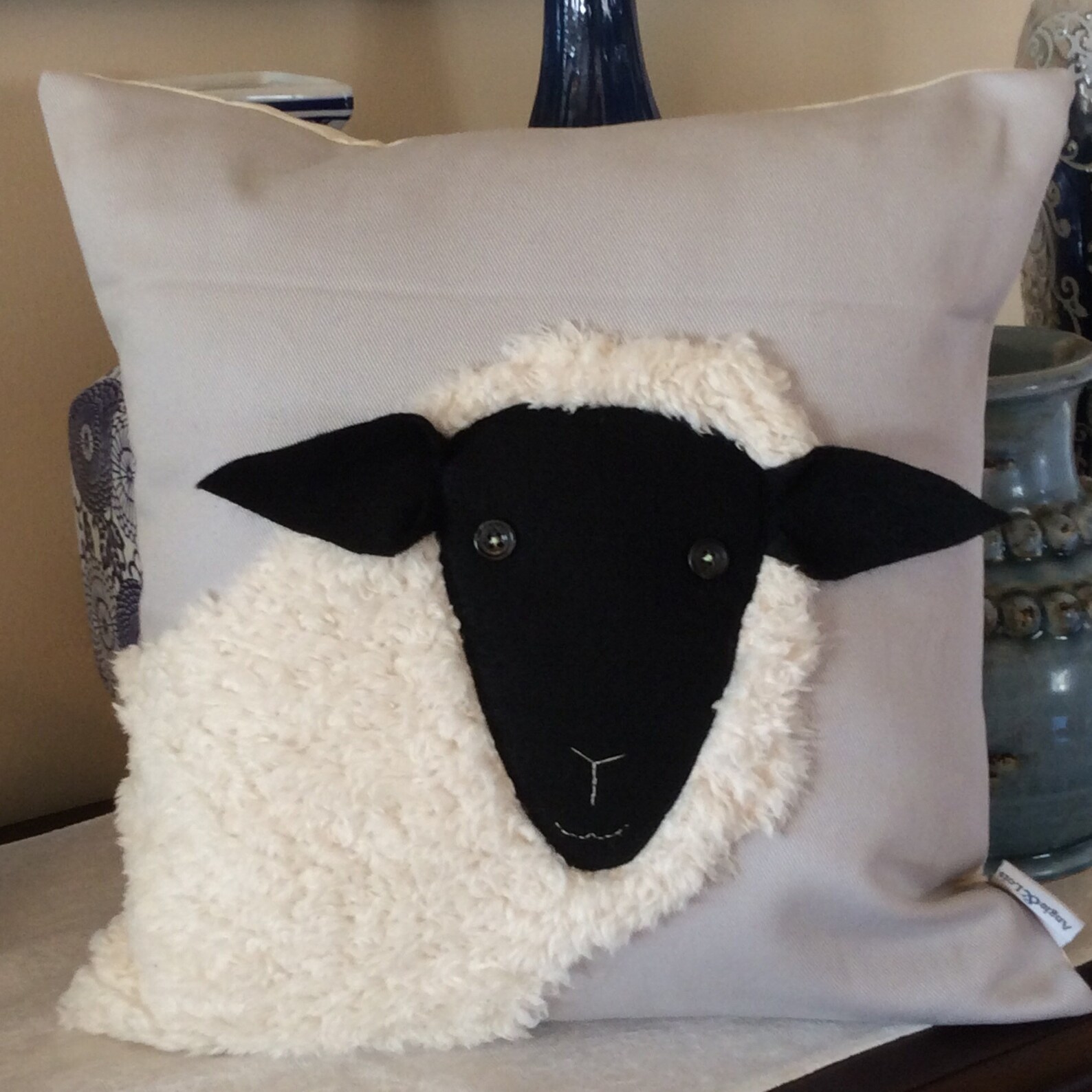 Sheep Pillow Cover Country Farmhouse Decor Sheep Applique Etsy UK