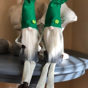 St. Patricks Day Decor, St. Patricks Day Gnome, Swedish Nisse, Green Leprechaun, Tomte, Plush Dwarf For St. Patricks Day, 18 inch gnome, image 9