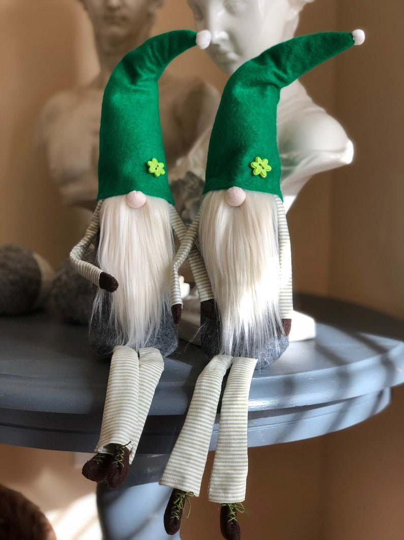 St. Patricks Day Decor, St. Patricks Day Gnome, Swedish Nisse, Green Leprechaun, Tomte, Plush Dwarf For St. Patricks Day, 18 inch gnome, image 9