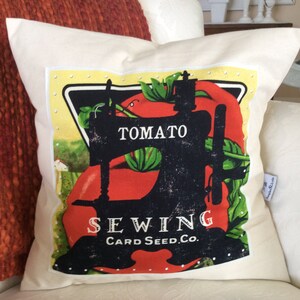 Vegetable Print Pillow, Tomato Graphic Cushion, Garden Pillow, Nursery Room Cushion, Kitchen Pillow, Tomato Harvest, Fall Decor image 5