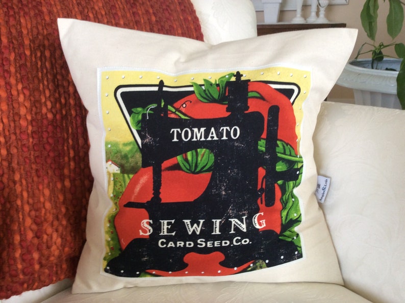 Vegetable Print Pillow, Tomato Graphic Cushion, Garden Pillow, Nursery Room Cushion, Kitchen Pillow, Tomato Harvest, Fall Decor image 5