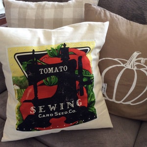 Vegetable Print Pillow, Tomato Graphic Cushion, Garden Pillow, Nursery Room Cushion, Kitchen Pillow, Tomato Harvest, Fall Decor image 7