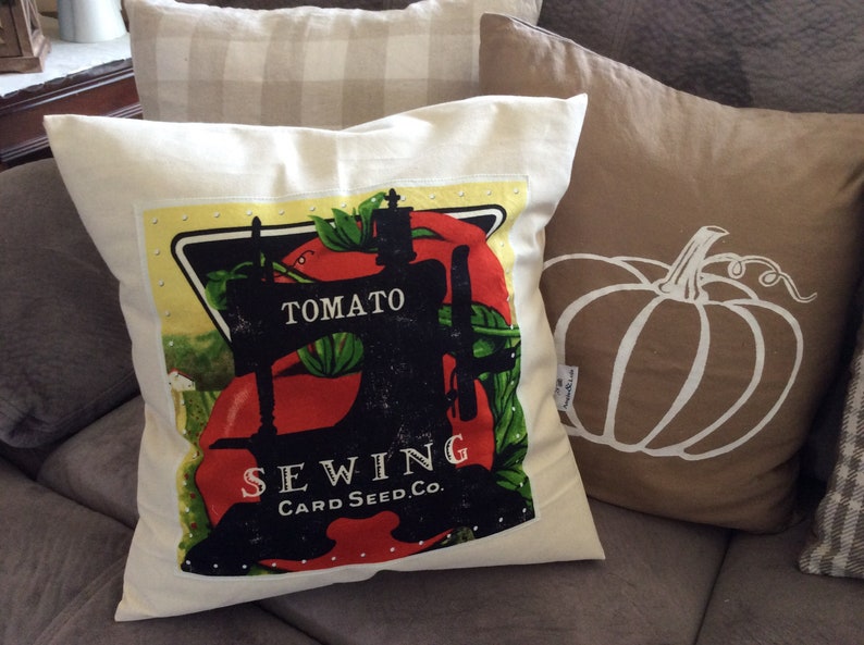 Vegetable Print Pillow, Tomato Graphic Cushion, Garden Pillow, Nursery Room Cushion, Kitchen Pillow, Tomato Harvest, Fall Decor image 7