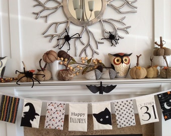 Handmade Halloween Fabric Banner: Spooky Autumn Garland