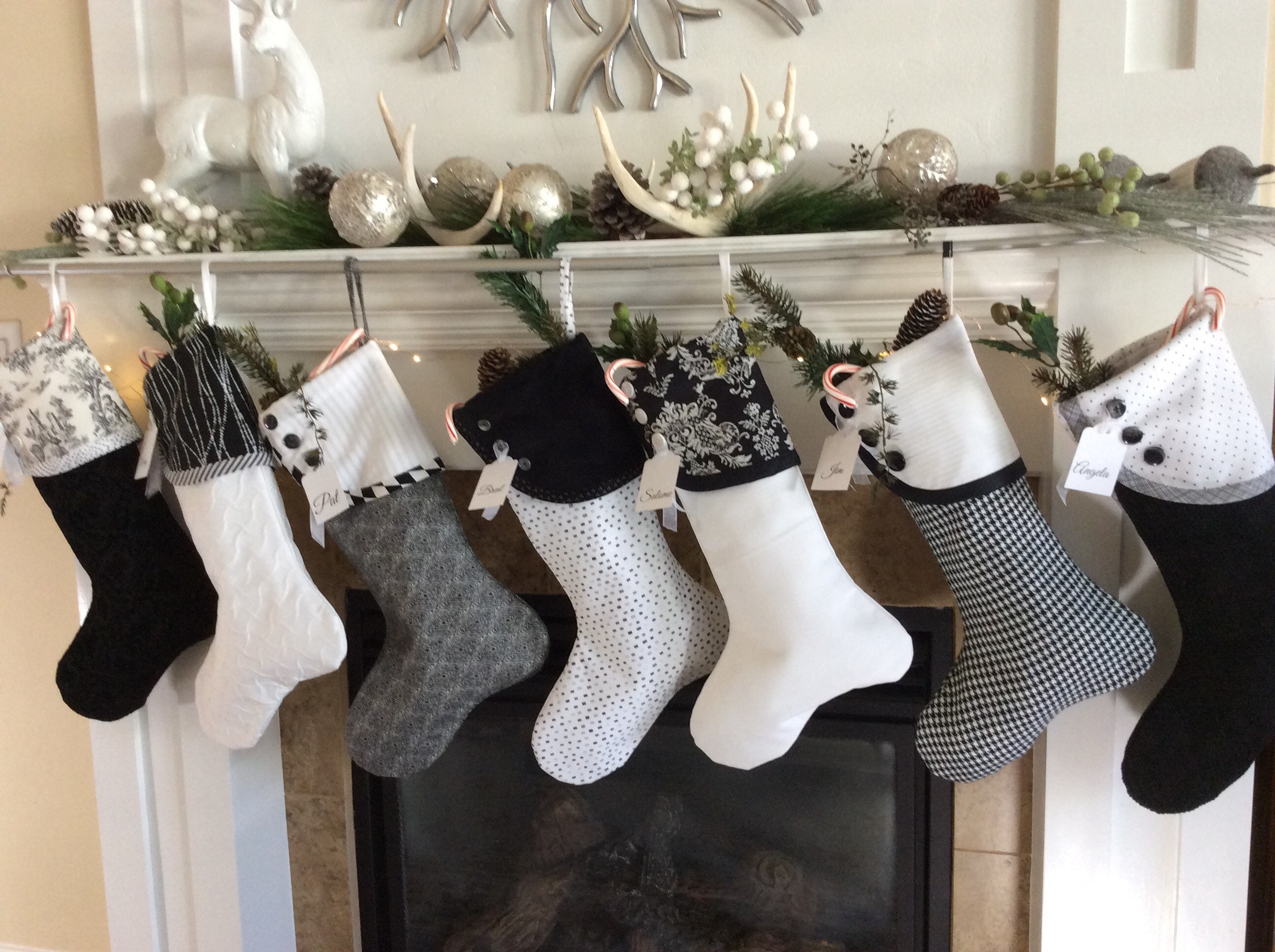Black and White Christmas Stockings Holiday Gift Socks  Etsy