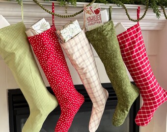 Calze Natale A Maglia 45,7 Cm CONFEZIONE DA 4 Calzini Verdi Decorazioni Natalizie 18 Pollici Stoffe Calza Befana Velluto