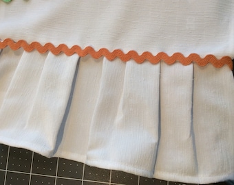 Ruffled White Organza Wedding Table Runner with Rickrack Trim