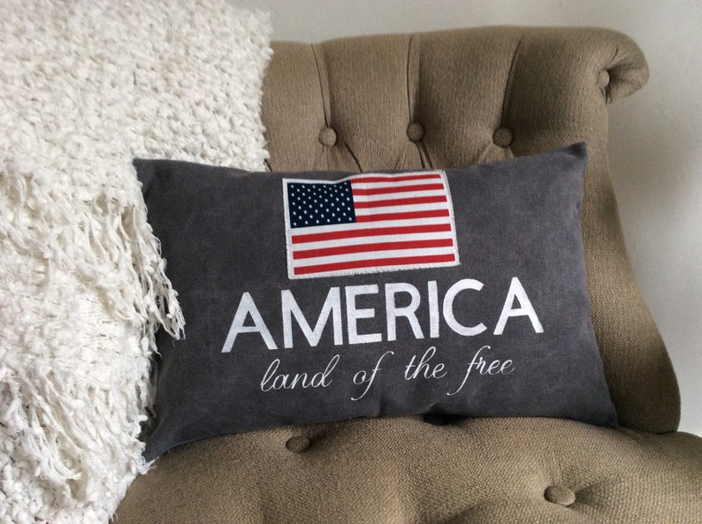 Fourth of July Pillow Cover, Independence Day Decor, Patriotic Pillow Cushion, American Flag Pillow, Saying Pillow, Housewarming Gift image 2