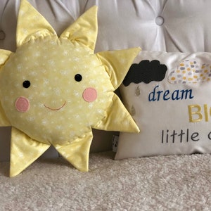 Nursery Sun Pillow, Sunshine Cushion, Kids Room Decor, Baby Shower Gift, Gift for New Mom, Play Room Toss Pillow,