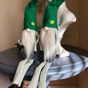 St. Patricks Day Decor, St. Patricks Day Gnome, Swedish Nisse, Green Leprechaun, Tomte, Plush Dwarf For St. Patricks Day, 18 inch gnome, image 3