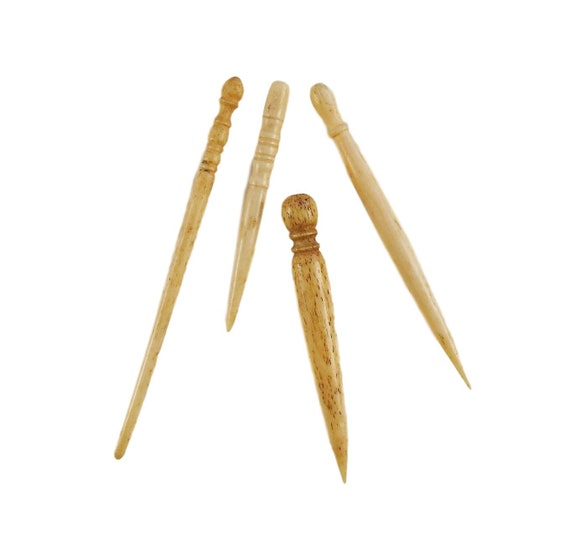 Collection of Antique Carved Bone Sewing Awls & Crochet Hook Etsy