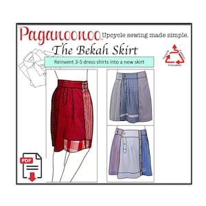 PDF tutorial - Bekah Skirt - Upcycle Sewing  Women's skirt from dress shirts! Repurpose clothing, YOU PRINT