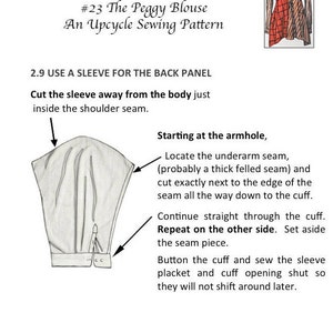 PDF tutorial Paganoonoo Peggy w/ bonus double collar. upcycle sewing DIY Recycle dress shirts into woman's blouse All sizes You PRINT image 4