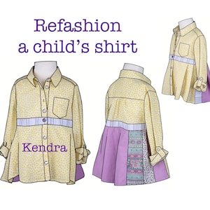 Children&#39;s refashion: Kendra Tunic. Tutorial to recycle/upcycle a child&#39;s dress shirt into a tunic. Easy & Adorable. PDF delivered via email