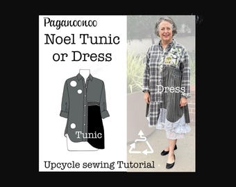 Camisa/Vestido Noel, Tutorial de Costura Upcycle, Design em Blocos de Cor (Molde em PDF)