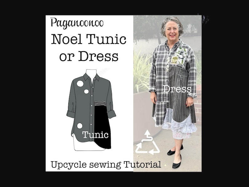 Camisa/Vestido Noel, Tutorial de Costura Upcycle, Design em Blocos de Cor (Molde em PDF) imagem 1