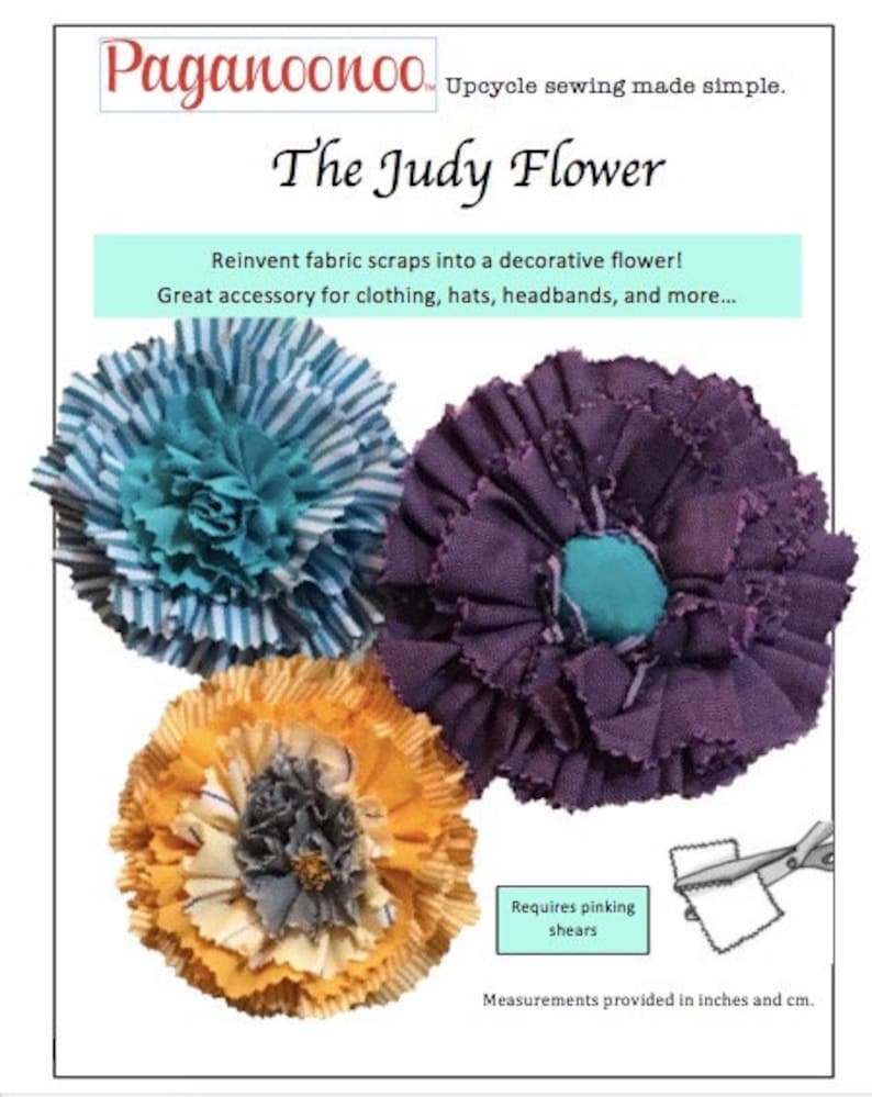 PDF Judy Flower Sewing Pattern, recycle fabric scraps into beautiful flowers Make these as an eco-friendly gift or embellishment YOU PRINT image 8