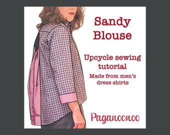 Sandy Blouse, Upcycle Sewing Tutorial + Double Collar (PDF file)