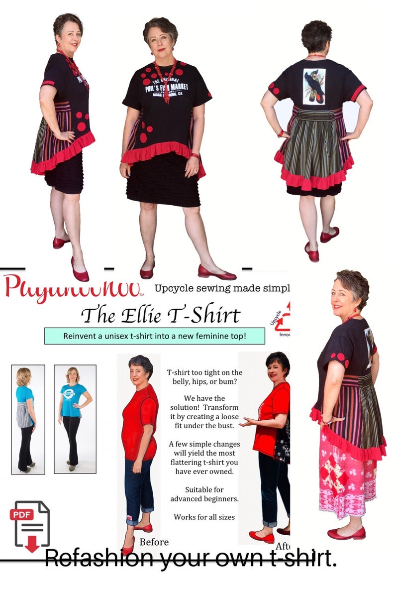 PDF T-shirt Refashion Paganoonoo Ellie, upcycle sewing image 4