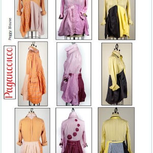 PDF tutorial Paganoonoo Peggy w/ bonus double collar. upcycle sewing DIY Recycle dress shirts into woman's blouse All sizes You PRINT image 2