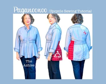 Ashlee shirt, Upcycled  Sewing Tutorial, bonus Judy Flower included (PDF file)