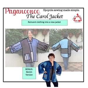 PDF pattern Carol Jacket, Paganoonoo, upcycled fashion