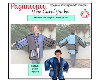 Patron PDF Carol Jacket, Paganoonoo, mode upcyclé