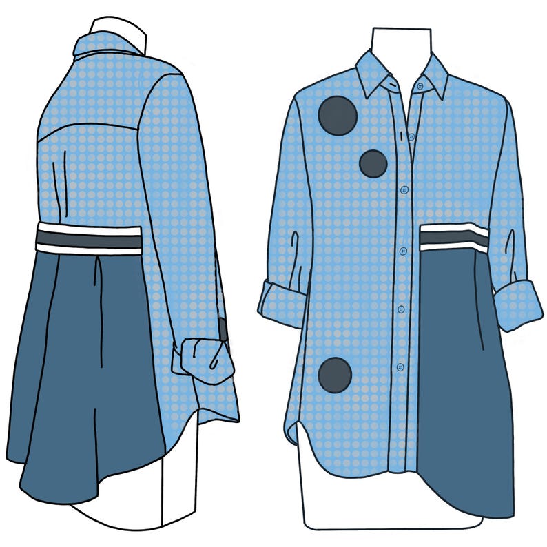 Camisa/Vestido Noel, Tutorial de Costura Upcycle, Design em Blocos de Cor (Molde em PDF) imagem 15