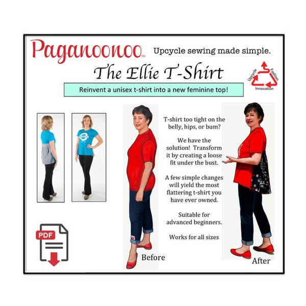 PDF T-shirt Refashion Paganoonoo Ellie, upcycle sewing