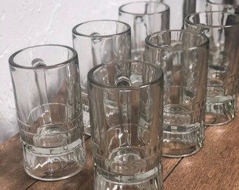 Vintage Heavy Clear Glass Thumb Print Pattern Beer or Drinks Mug