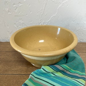 Early Vintage Yellow Ware Mixing Bowl with White Stripe, Modern Farmhouse