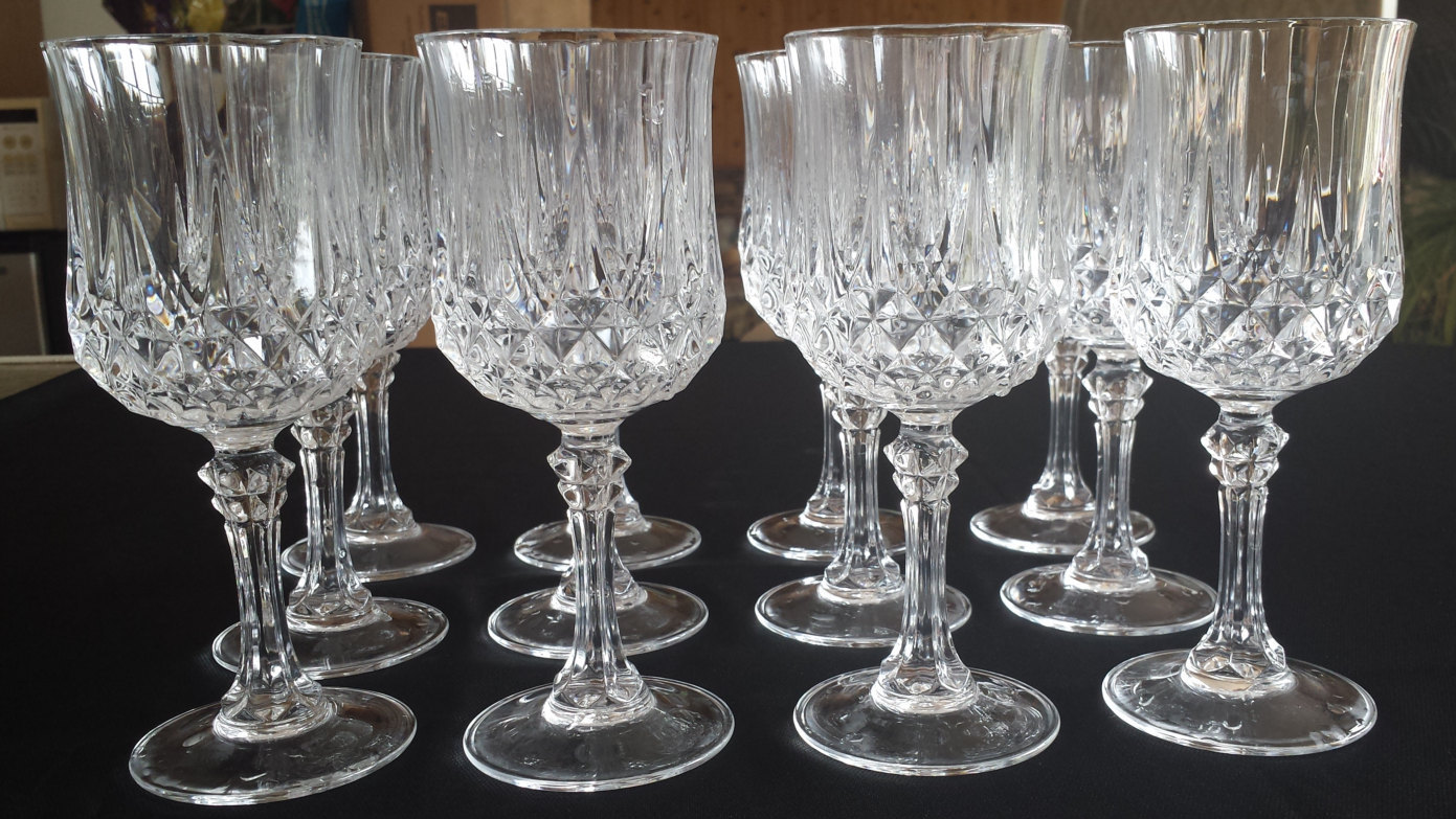 Vintage Elegant Lead Crystal Wine Glasses 12 Total 1980 D2743 Etsy