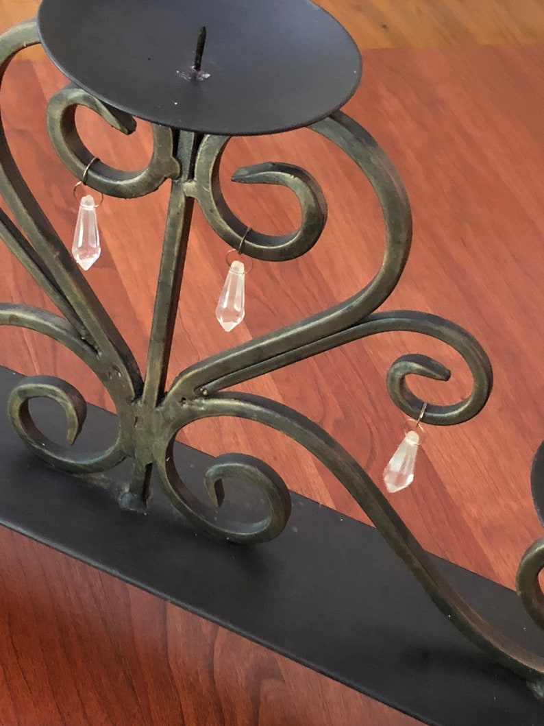 3tier Black Iron Metal Candle Holder With Crystal Beads / Etsy