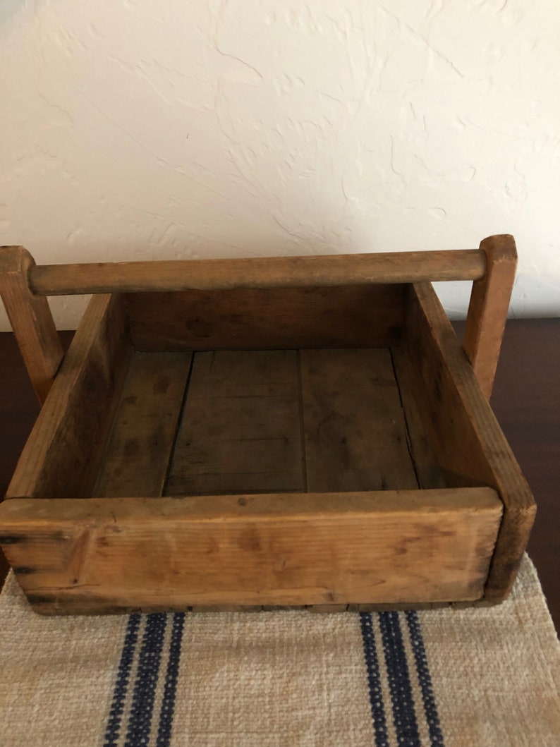 Antique Primitive HandMade Wooden Tote Box For Picking Etsy