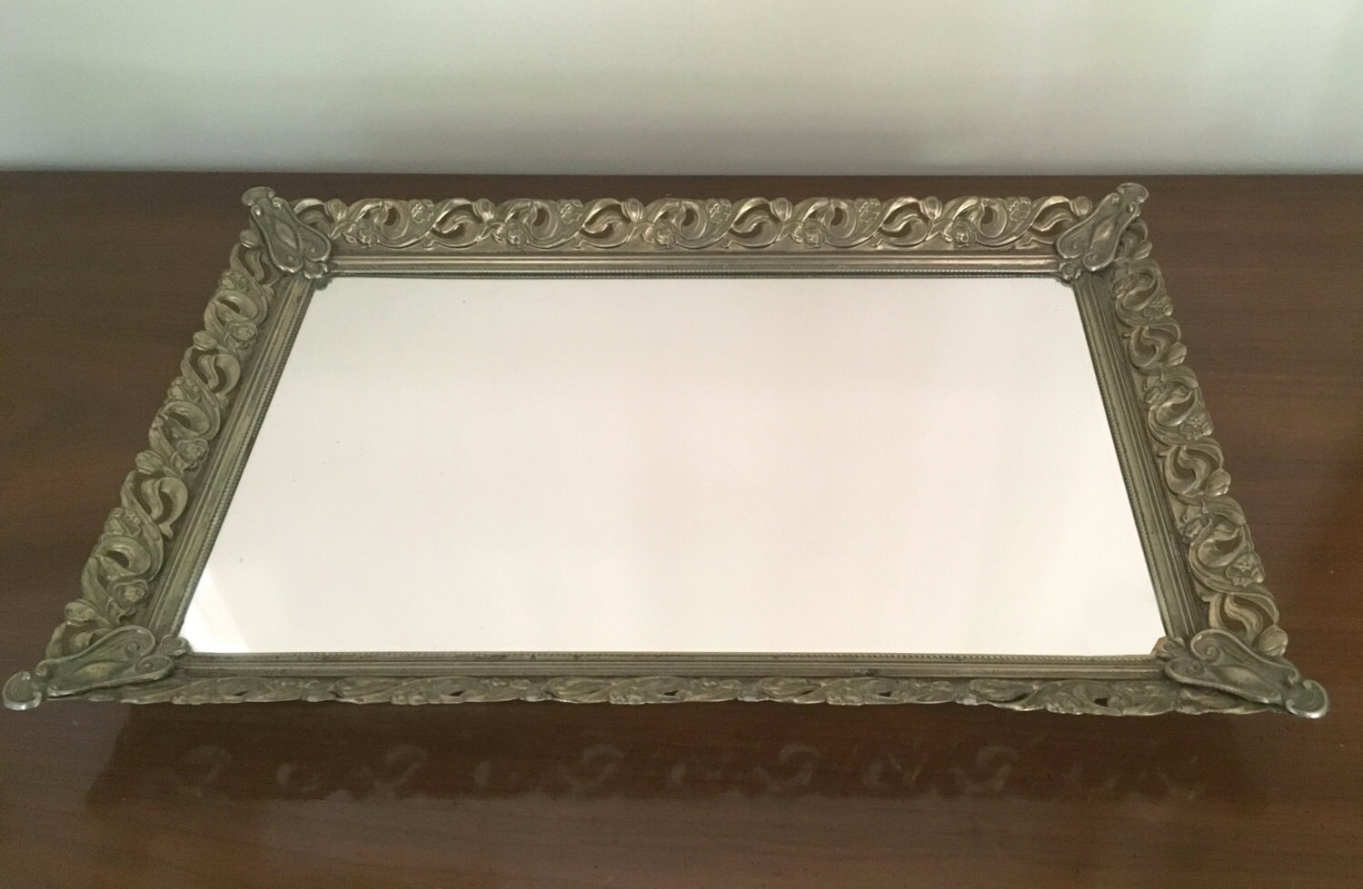 Vintage Large Antique Gold Vanity Mirror/tray Etsy