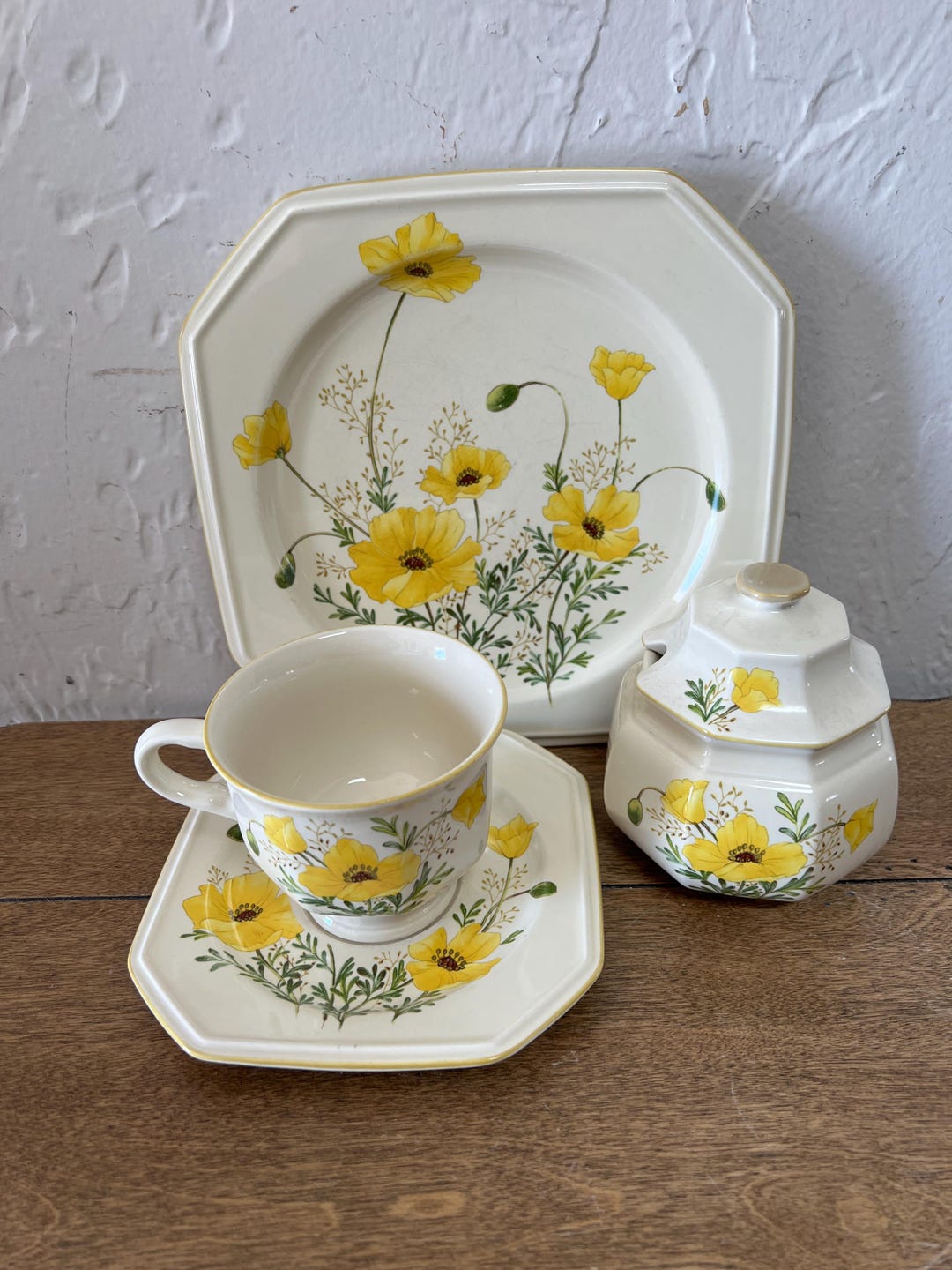 Vintage Mikasa Continental Ivory Buttercup Pattern, 4 Salad Plates