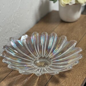 Beautiful Vintage Iridescent Scalloped Bowl