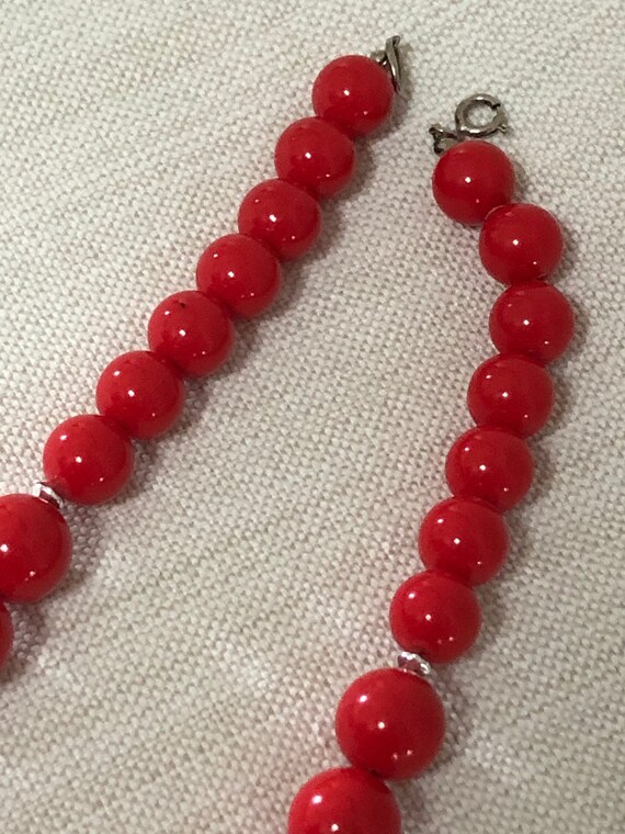 Red and Silver Vintage 1980s Beaded Necklace, Ret… - image 4