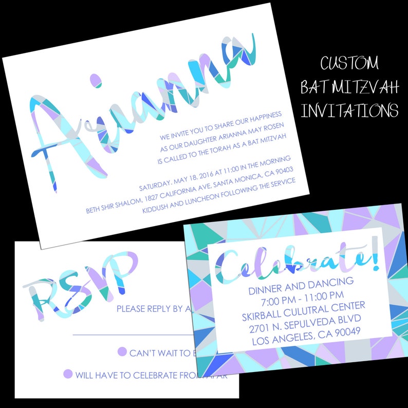 Custom Bat Mitzvah Invitation Etsy