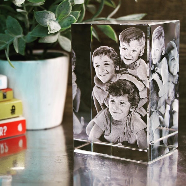 Personalized FATHERS DAY Gift Photo for Dad, Grandpa from Son, Husband, 3D Laser Etched Picture, Step Dad Gift | 3D Crystal