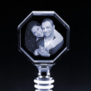 Personalized Wine Stopper, Custom Engraved Bottle Stopper, Wine Stopper Favors, Crystal Wine Stopper Wedding | Crystal Octagon Shape