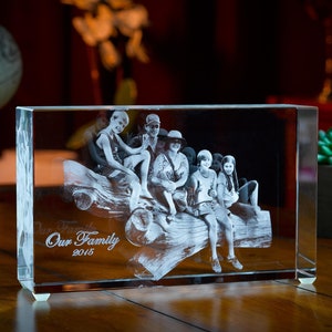 Custom 3D Glass Block Keepsake Portrait | Laser Engraved Portrait | Memorial Portrait | Family Keepsake Portrait | Gift for Family