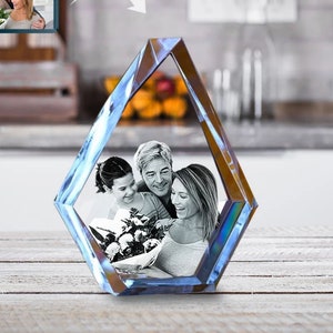 Personalized 3D Photo Crystal Prestige Series, Engraved Glass Photo Wedding Gift, Glass Home Decor, Custom Photo Night Light, Glass Block