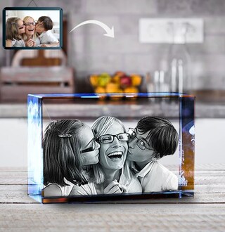 Regalo Per Lei Foto In Cristallo 3D Con Base Luminosa, Regali Personalizzati In Vetro Inciso Al Laser, Foto Incisa Per Papà, Mamma, Donna, Anniversario, San Valentino, Commemorativo - Italia Regalo Compleanno Amica