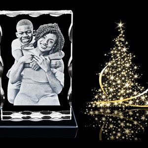 Personalized Family Portrait, Custom Crystal Christmas Gifts, Customized Laser Etched Picture, Personalized 2D Photo Crystal Gift