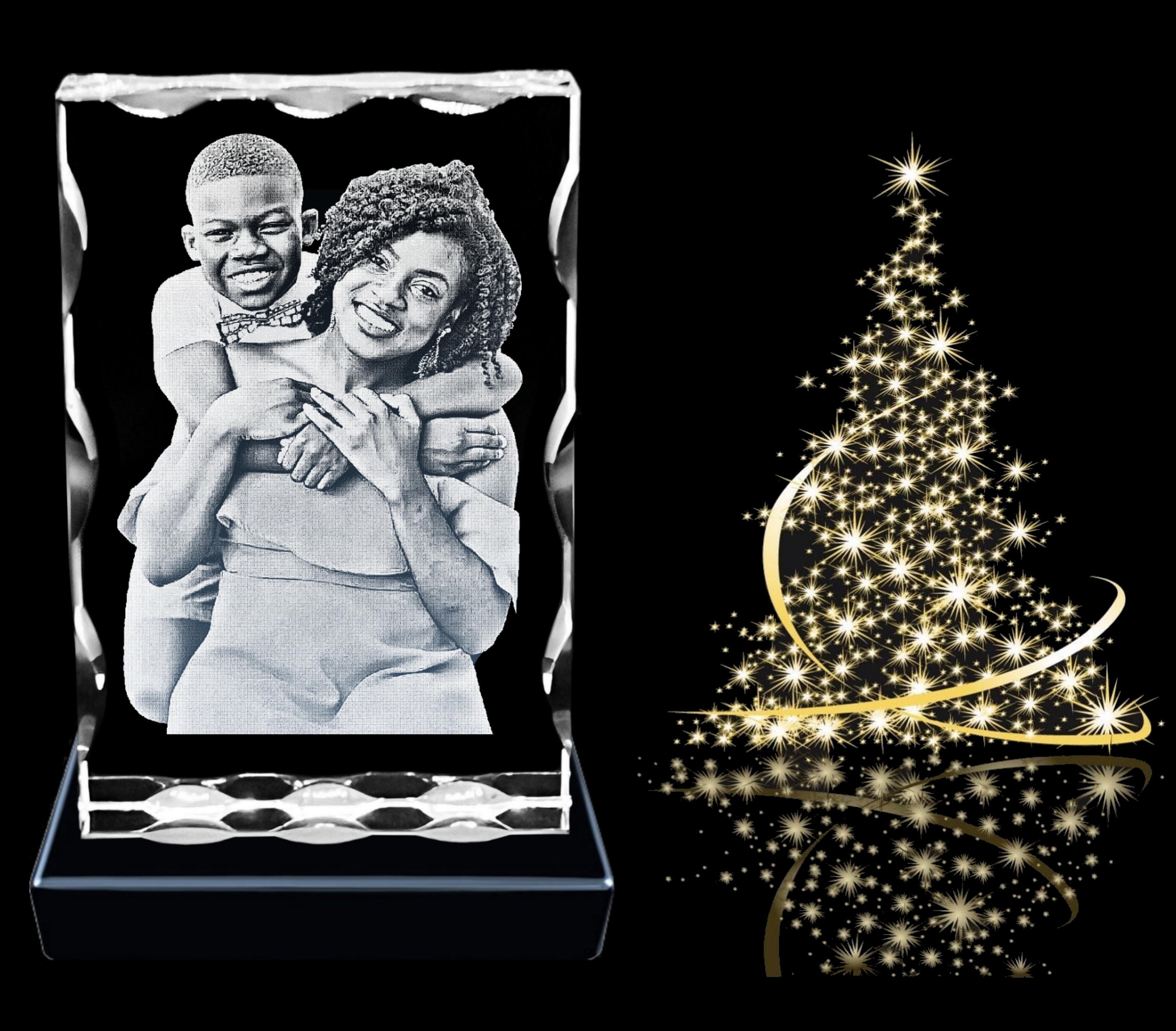 パーソナライズされた家族の肖像画、カスタムクリスタルクリスマス