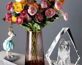 Pet Memorial Plaque, Dog Remembrance Gift, 3D Crystal Pet Picture, Personalized Picture Frame, Laser Etched Glass | 3D Photo Crystal